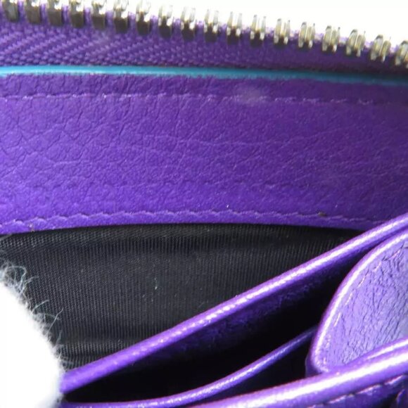 Auth BALENCIAGA Zip Around Long Wallet Purple - Picture 8 of 10